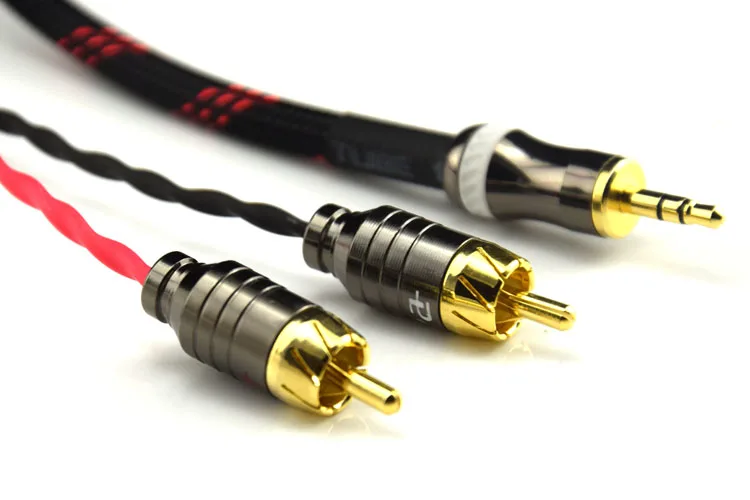 Quality Y Splitter Lead 3.5mm Stereo Mini Jack to 2x RCA/Phono Van Damme Cable 