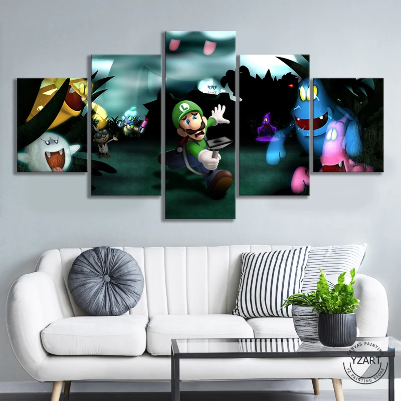 Luigis Mansion Horror Game художественный плакат на холсте картины HD Mario Bros мультяшная картина для спальни настенный Декор Картины домашний декор