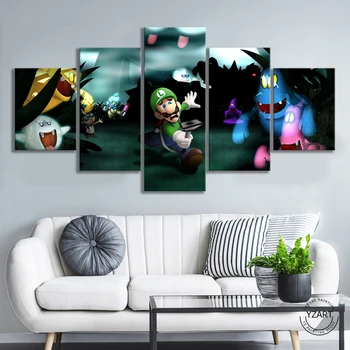 

Luigis Mansion Horror Game Poster Art Canvas Paintings HD Mario Bros Cartoon Picture Bedroom Wall Decor Paintings Home Decor