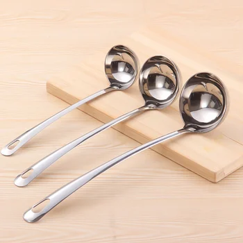 

1pcs Thicken Stainless Steel Long Handle Ladle Spoon Big Soup Ladle Useful Kitchen Cooking Tool Utensil Tool Soup Spoon