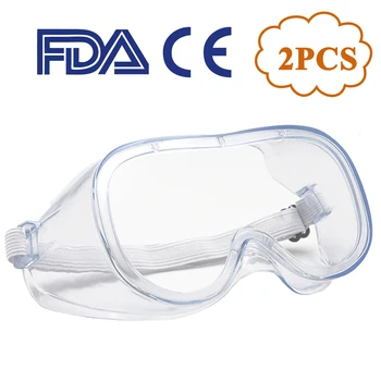 

2Pcs Protection Goggles Transparent Anit-Splash Dust-Proof Sand Work Lab Dental Eyewear Spectacles Safety Protective Glasses