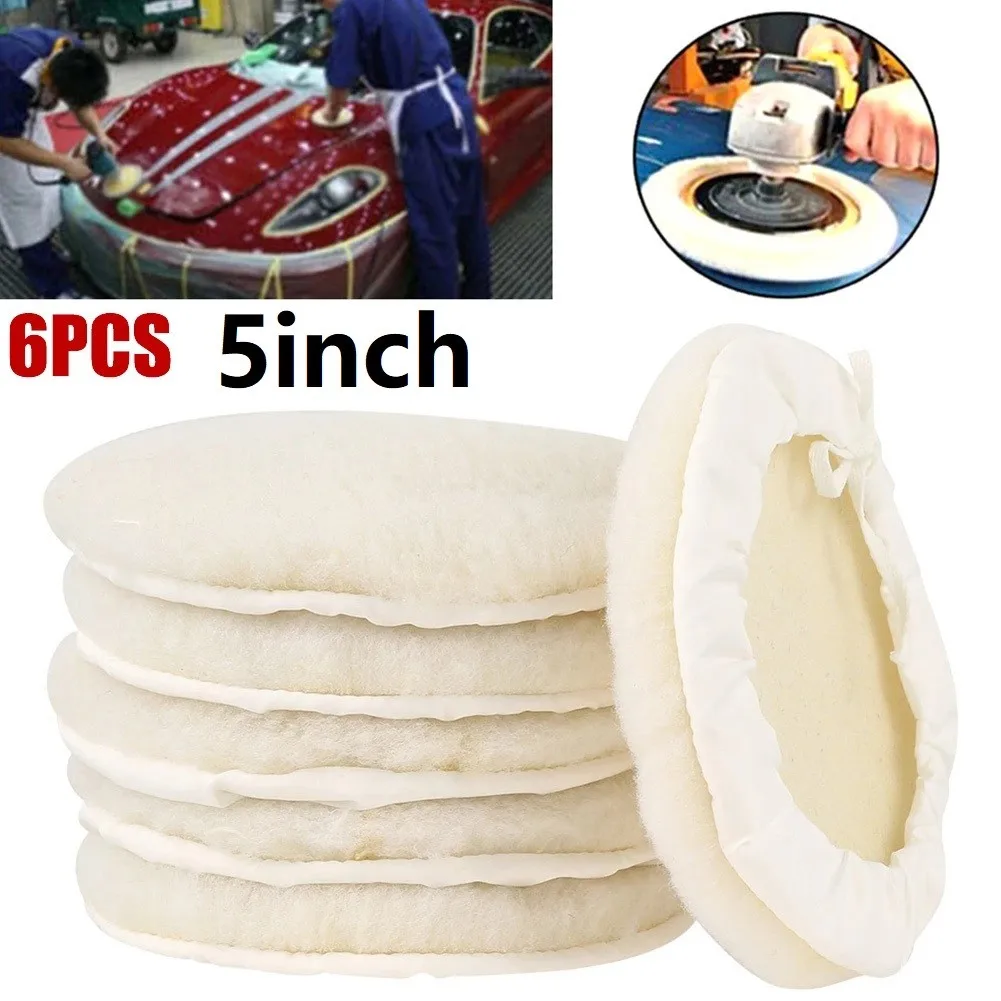 6Pcs 5inch 125mm Car Lambs Wool Bonnet Buffing Wheel Pad Buffer  Polisher Pad Car  Maintenance Care Tools luggage wheel replacement air luggage directional wheel wheel pulley fixed wheel maintenance shock absorption 20 inch 26 inch