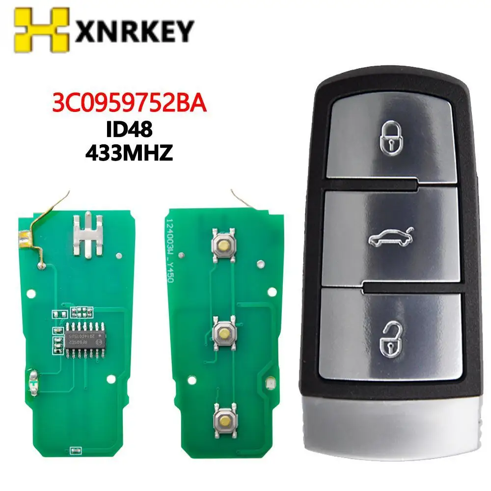 Remote Control Key 3utton Smart Remote Key Fob 433MHZ ID48Chip For VolksWagen VW Passat B6 3C B7 Magotan FCC:3C0959752BA