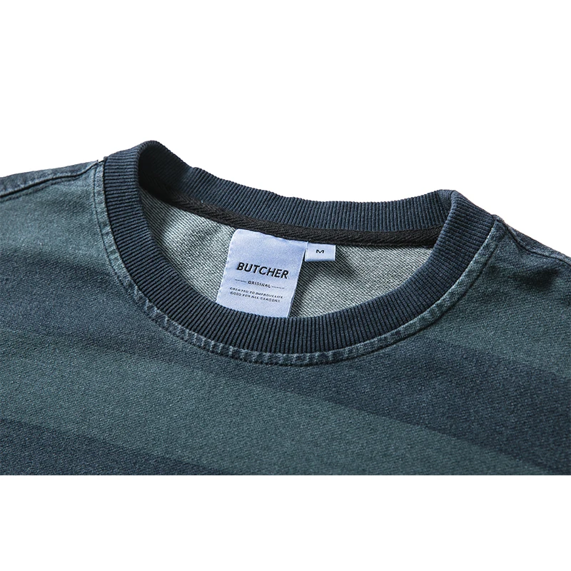 2019 Men's Spring New Casual Stripes Hit Color Round Neck Long-sleeved Hoodies Loose Temperament Tide Cotton Harajuku