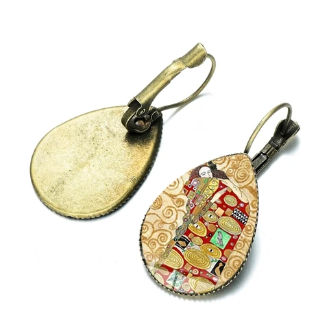 Style 6 Сережки с французскими крючками из Сианского слёзы Божия Густава Климта художественные картины поцелуй каплевидные стеклянные сережки классические винтажные стильные ювелирные изделия - Окраска металла: Style 6