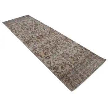 

91x283 Cm Beige Handmade Overdyed Runner Rug-3x9 Ft