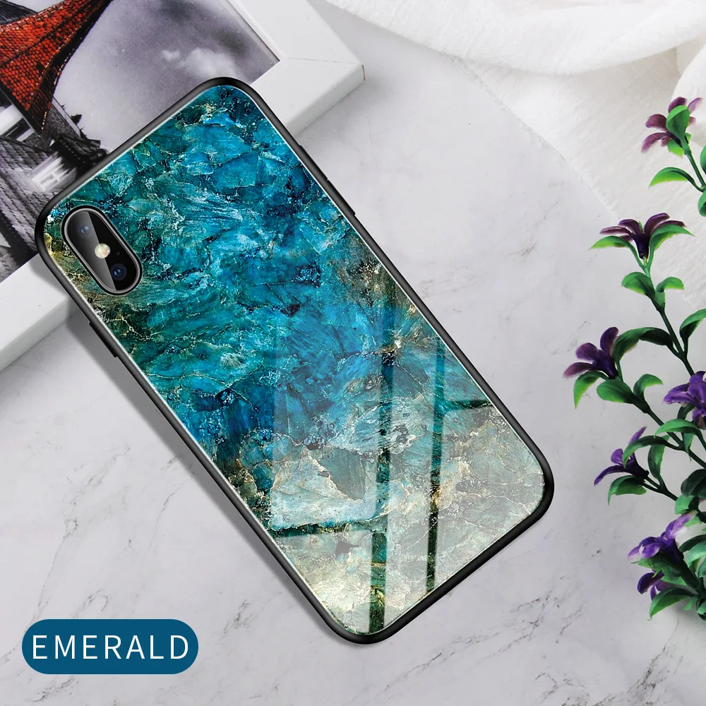 Градиентное закаленное стекло для iPhone XS Max XR X 8 7 6 6s Plus мраморная защитная задняя крышка для телефона чехол для iPhone 8