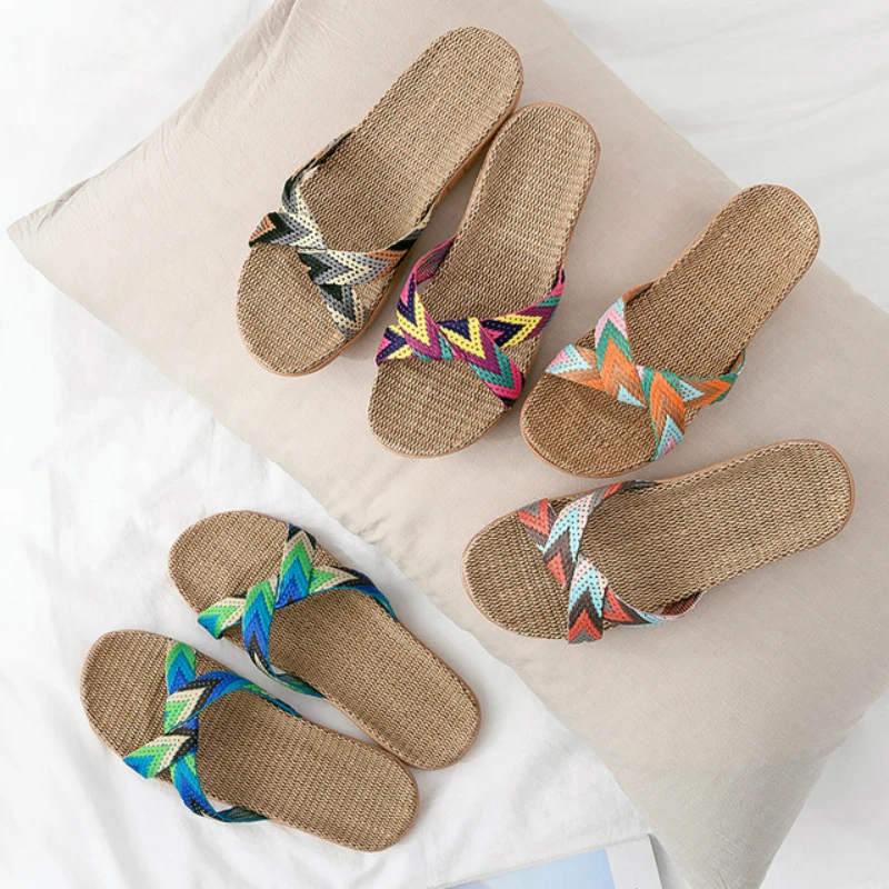 Summer Indoor Flax Home Slippers 2020 New Women Men 35-45 Large Size Slapping Beach Flip Flops Non-slip Unisex Family Slippers Summer Indoor Flax Home Slippers 2020 New Women Men 35-45 Large Size Slapping Beach Flip Flops Non-slip Unisex Family Slippers