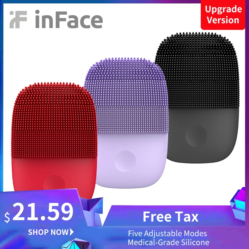 

Xiaomi Mijia Inface Facial Cleansing Brush Upgrade Version Electric Sonic Face Brush Deep Cleaning IPX7 Waterproof 5 Modes