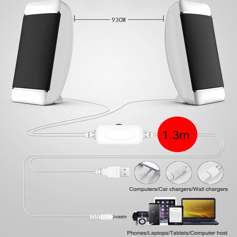 2 шт проводные компьютерные колонки USB+ AUX мини ПК динамик для ноутбука Настольный телефон 5 Вт аудио мультимедиа громкий динамик