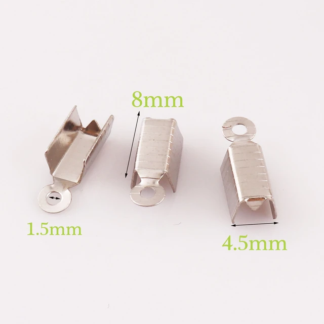 200 PCS Metal End Tips Cord End Cap Rope Buckle Rope end Connector Loop Cord  Tip Ribbon Fold Over Crimp - AliExpress