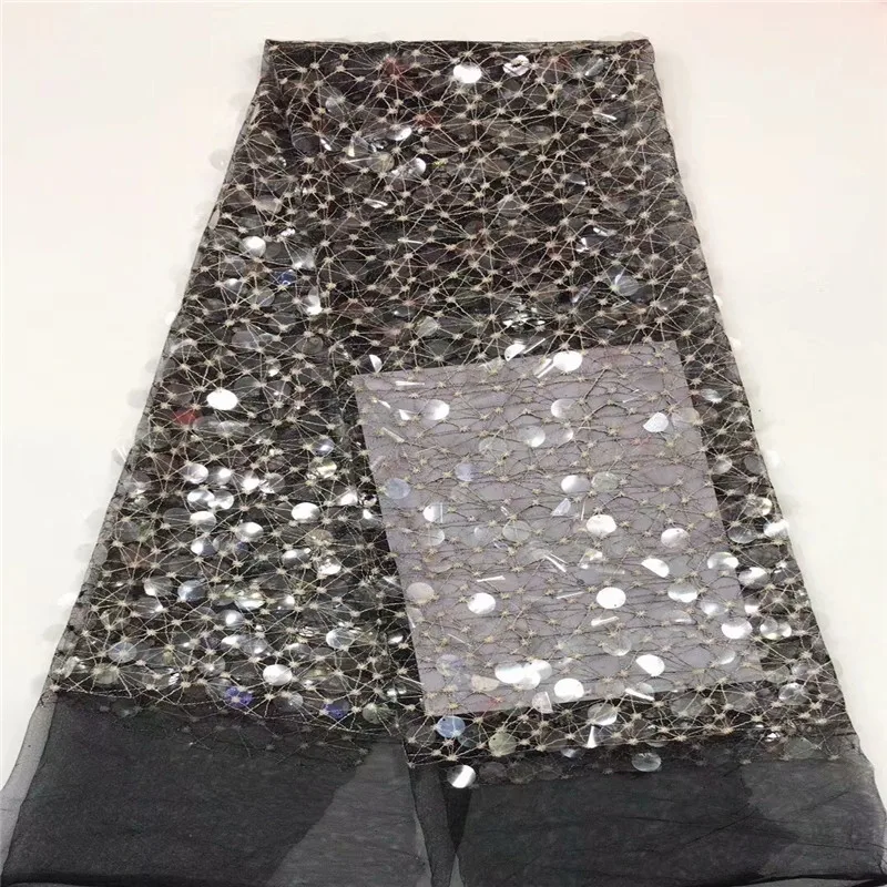 African big Sequins Tulle Mesh Lace Fabric 2019 Latest French Net High Quality Guipure Nigerian Embroidery | Дом и сад