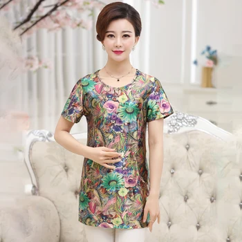 

2020 Summer Women Fashion Short Sleeves Satin Tops Vintage Casual Femme O-Neck Street Shirts Elegant Imitation Silk T-shirt