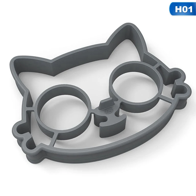 Cat Для завтрака силиконовые 3D животные кролик сова Череп Улыбка собака кошка жареное яйцо формы для блинов кольцо Инструменты для приготовления пищи Кухонные гаджеты детский подарок - Цвет: Cat