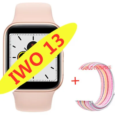 Умные часы IWO 13 1:1 series 5 44 мм PK IWO 10 11 12 для apple iPhone 11 max IOS Android phone smartwatch человек ip68 водонепроницаемый - Цвет: add Nylon strap