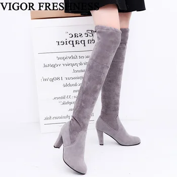 

VIGOR FRESHNESS Women Shoes Brand Winter Boots Over Knee Boot Woman Lady Stretch Over The Knee Boot Elastic Long Boots WY114