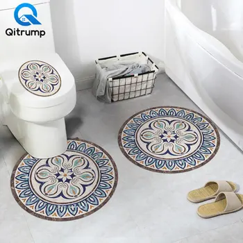 

DIY Self Adhesive Bathroom Toilet Sticker PVC Waterproof Non-slip Print Wall Stickers Easy to Removable Floor Stickers Decor Set