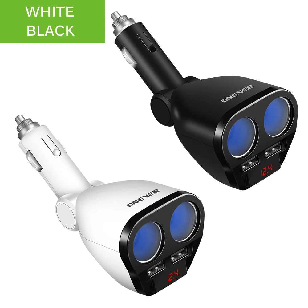 1 To 2 120W 12V-24V Car Cigarette Lighter Socket Splitter Hub Power Adapter With Dual USB Charger Kits White/Black | Автомобили и