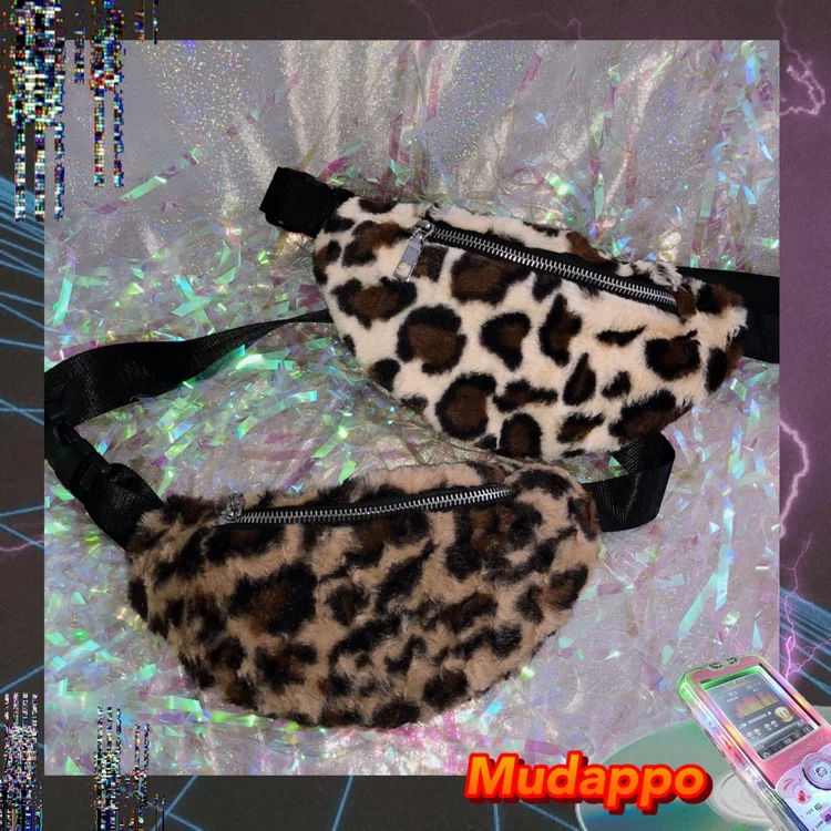 

Women Ladies Waist Fanny Pack Chest Bag Zipper Bag Beach Bag Hip Hairy Sweet Lady Leopard Portable Bags TB49