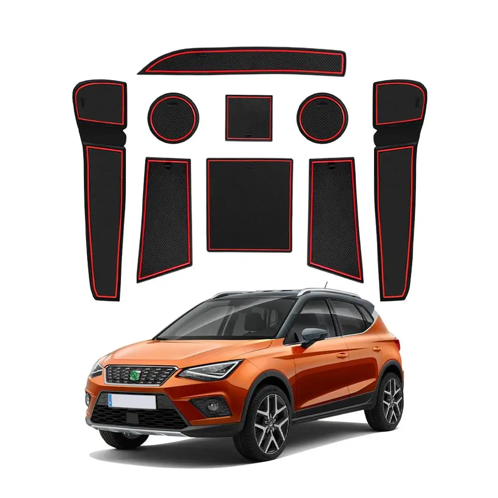 RUIYA Door Groove Mat for Ibiza Type 6F / Arona SUV 2018 2019 2020 Hatchback Anti-Slip Gate Slot Pads Auto Interior Accessories
