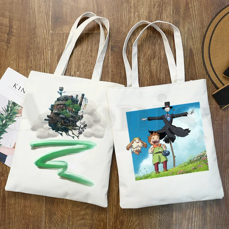 Bolso de lona con diseño de Castillo móvil de Howl para mujer, Studio Ghibli elegante de Miyazaki Hayao, de hombro, informal, para compras