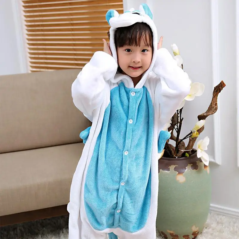 Kigurumi Pajamas Unicorn Kids Animal Children Pajamas for Boys Girls Baby Pyjamas Cartoon Onesies Winter Long Sleeve Sleepwear - Цвет: Blue Unicorn FL
