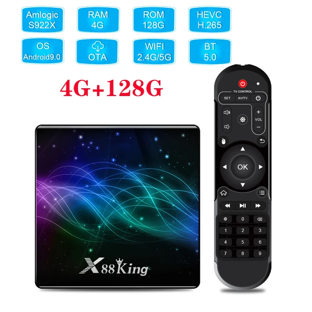 X88 King Colorful Горячая X88King 4GB 128G ТВ приставка Android 9,0 двойной Wifi BT5.0 1000M 4K Google Netflix Youtube медиаплеер телеприставка pk H96 X96 - Цвет: X88 King Colorful