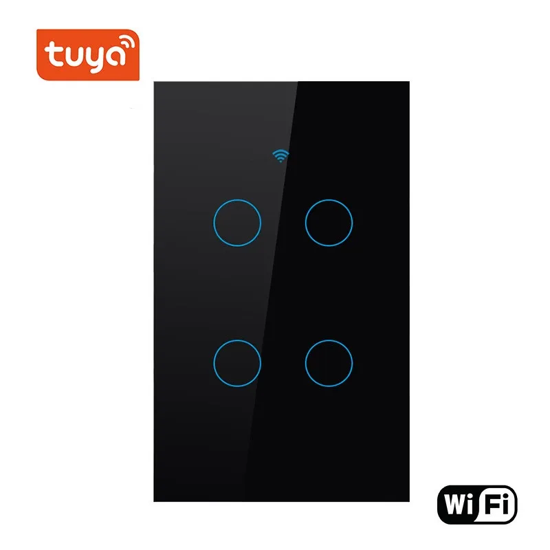 Black 4 банда дистанционного управления Wifi умный переключатель настенный светильник переключатель работает с Alexa Google Home Smart Life Tuya App - Цвет: Black