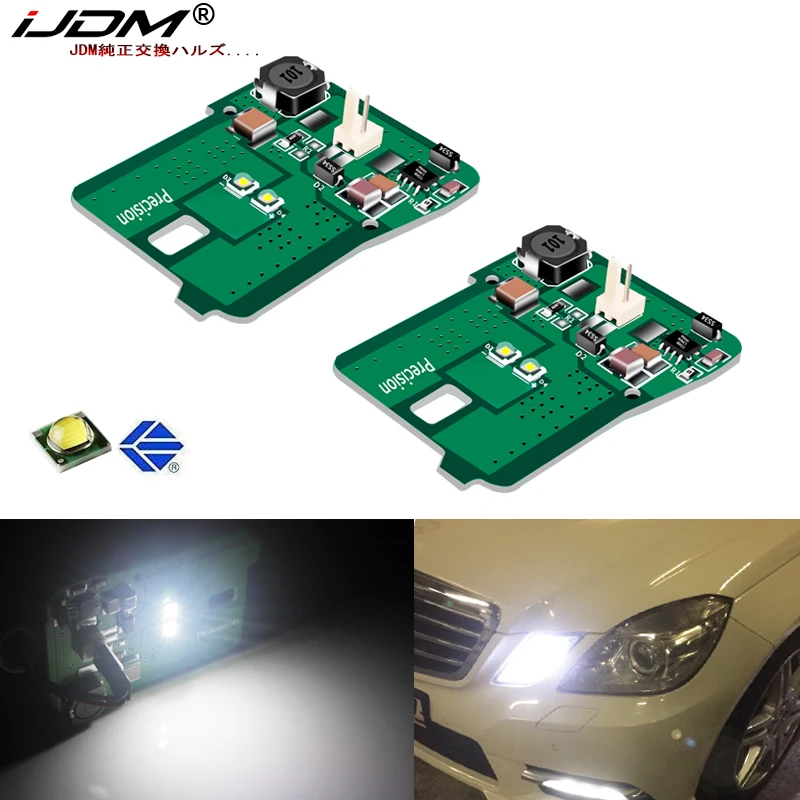 2 HID Matching Xenon White Parking Light Assy iJDMTOY White LED Parking Position Lights For 10-13 Mercedes W212 E-Class E350 E550 E63 AMG Pre-LCI Includes 