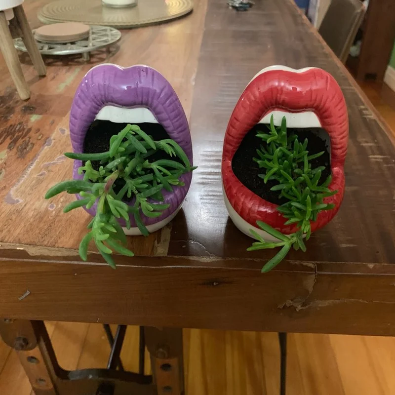 Ceramic Ashtray Flower Pot Creative Mouth Fashion Home Mini Special Gift European Home Hotel Living Room Smoke Dish Ashtray