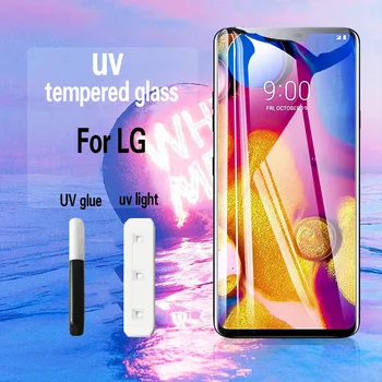 Перейти на Алиэкспресс и купить Изогнутое закаленное стекло для LG V30 V40 V50 Защитная пленка для экрана УФ жидкая полная клеевая пленка для LG G7 G8 ThinQ пленка