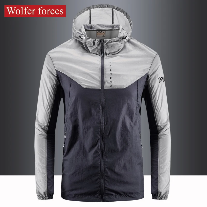 Men's Summer Thin Breathable Outdoor Running Color Skin Windbreaker  Waterproof Fishing Sports Coat Jackets Men Outerwear