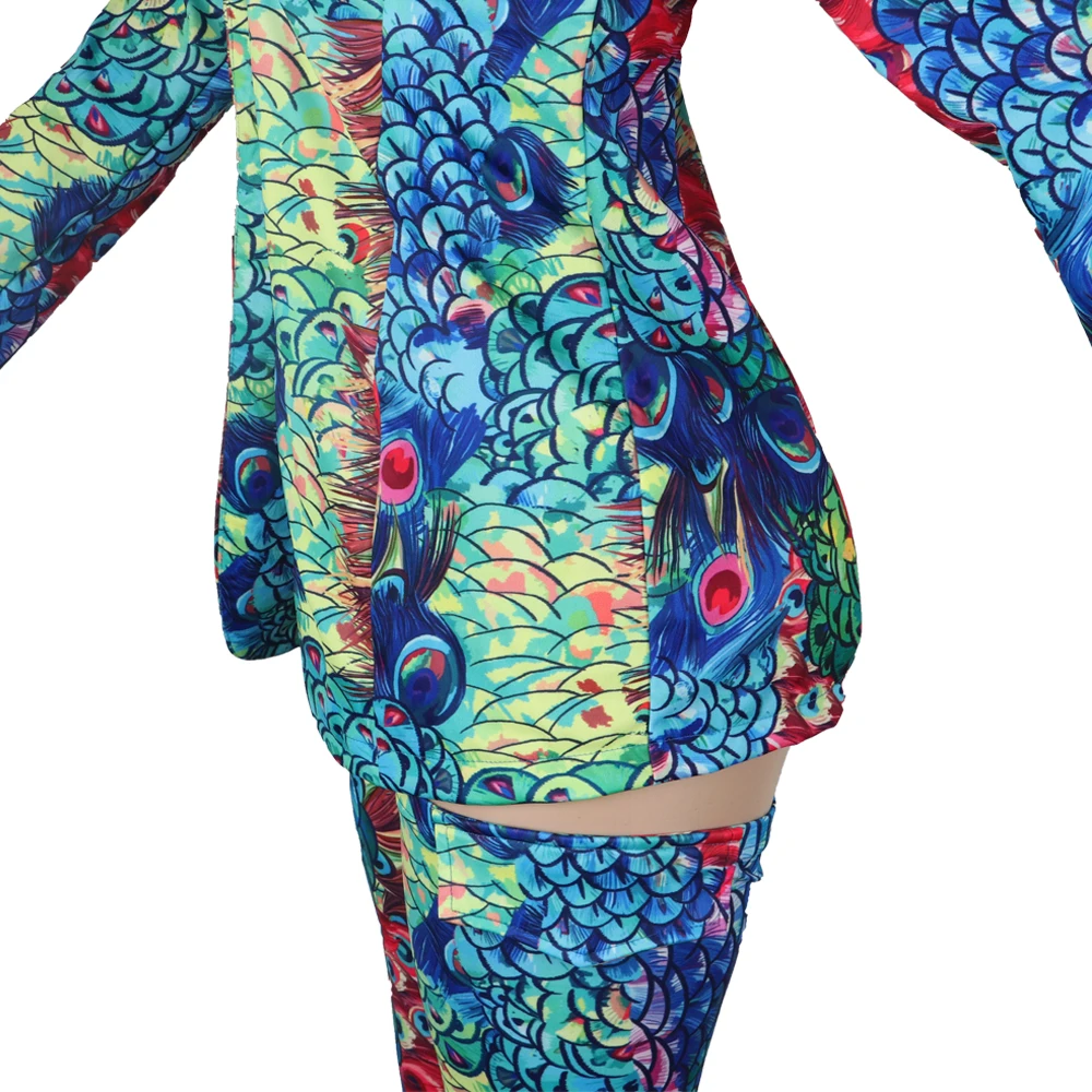 Комплект из двух предметов с разноцветным камуфляжным леопардовым принтом, Женский праздничный костюм Рейв, Осенние штаны, комплект из 2 предметов, одинаковые комплекты, сексуальные Клубные наряды размера плюс