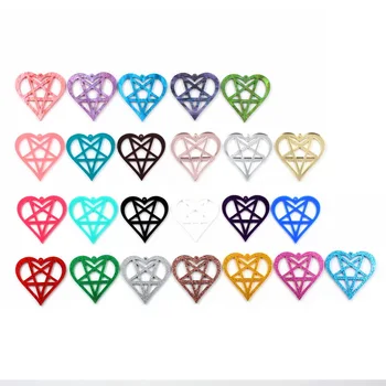 

(4pcs/set) AC1190-50mm Acrylic Heart Star For Earrings Purple, Mirror Black Acrylic Pentagram For Earring