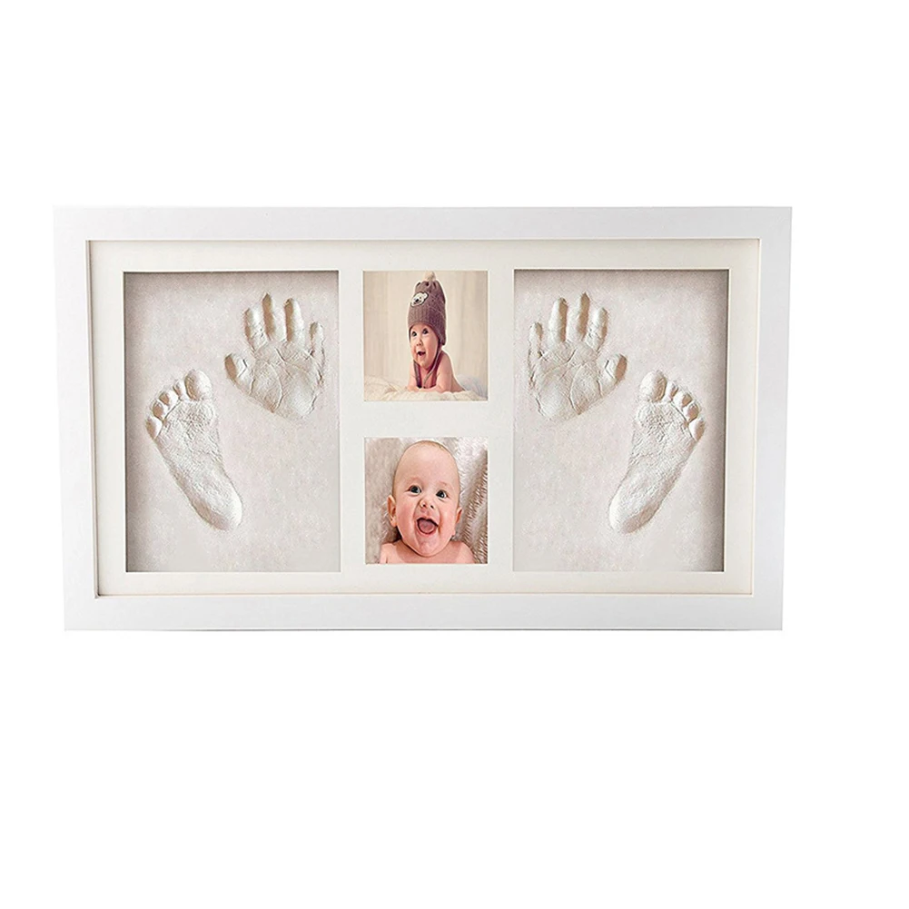 Воздушная сушка деревянная рамка Inkpad памятный ребенок Handprint комплект грязи фото ноги милый мягкий нетоксичный легко наносится глина