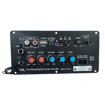 

AC 220V 12V 24V Digital Bluetooth Amplifier Board Subwoofer Dual Microphone Amplifiers for 8-12 Inch Speaker(EU Plug)
