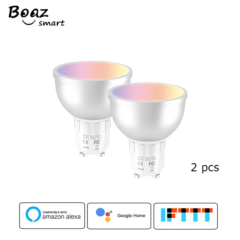 

Boaz-EC GU10 Smart wifi Spotlight bulb 5W Tuya Smartlife Remote control Dimmable Voice control lamp work with Alexa Google Home
