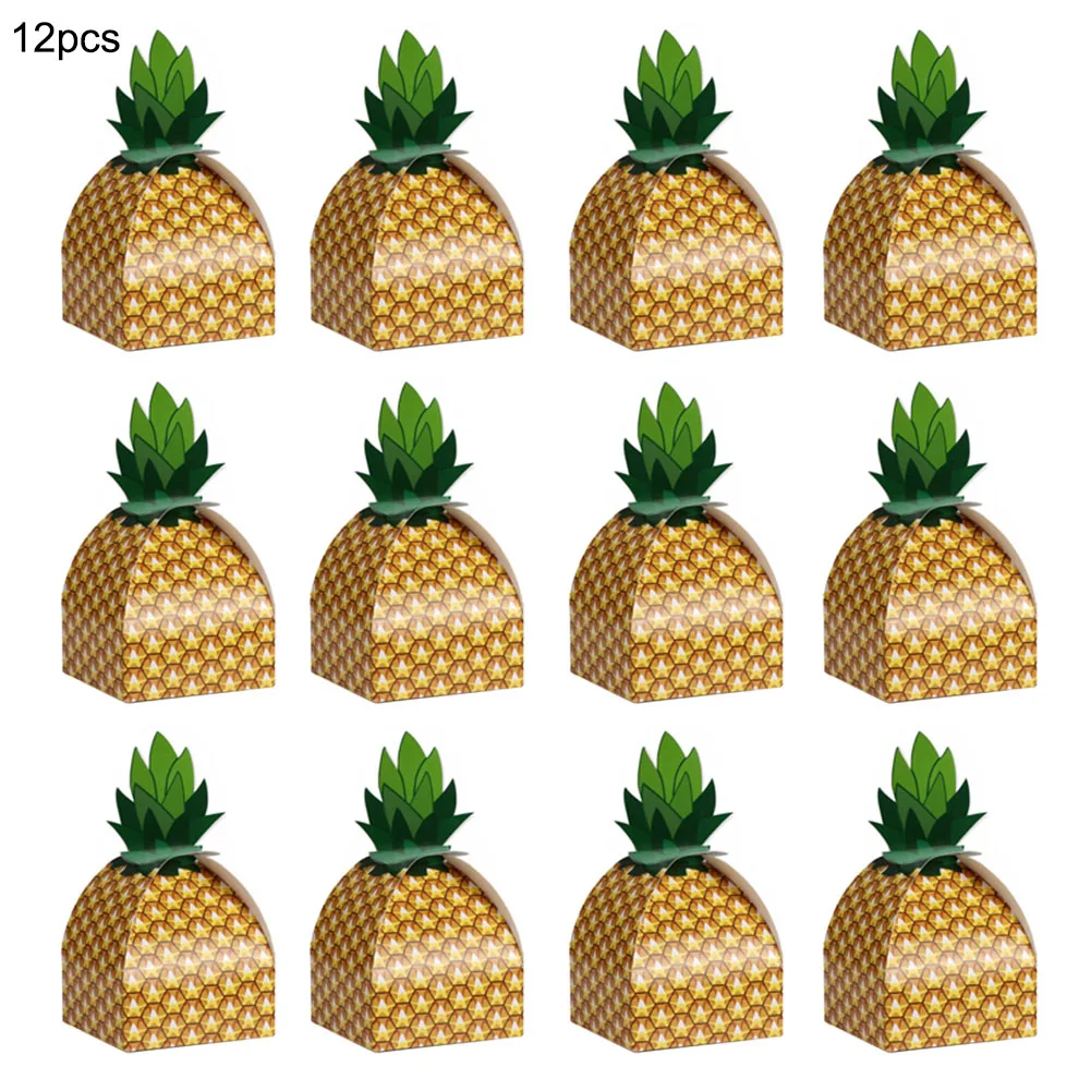 12 шт./упак. DIY Гавайские бумажные коробки для конфет ананаса тропический ананас вечерние коробки для подарка 9x9x17 см Гавайские украшения для Гавайской вечеринки