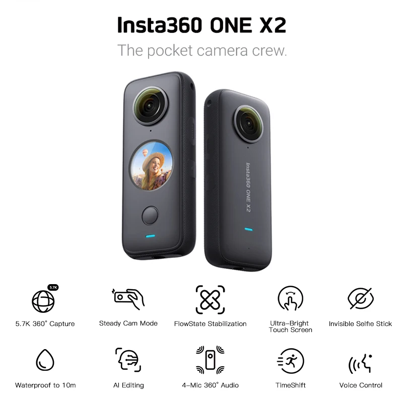 Insta360 ONE X3 360° Action Camera 5.7K 360 Capture 10m Waterproof 1/2  Sensors