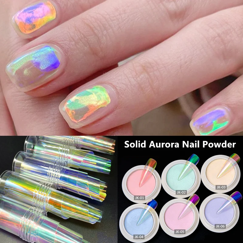 Nail Stickers Nail Art Decoration Nail Decals 100cm/bottle Aurora Nails Glass Foil Film Sticker Cellophane Paper Korean Nail Trend Design Ice Cube Manicure DIY Decoration