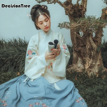 

2020 chinese hanfu dj costume national dance dress chorus plum blossom song classical yangge group fan performance female long