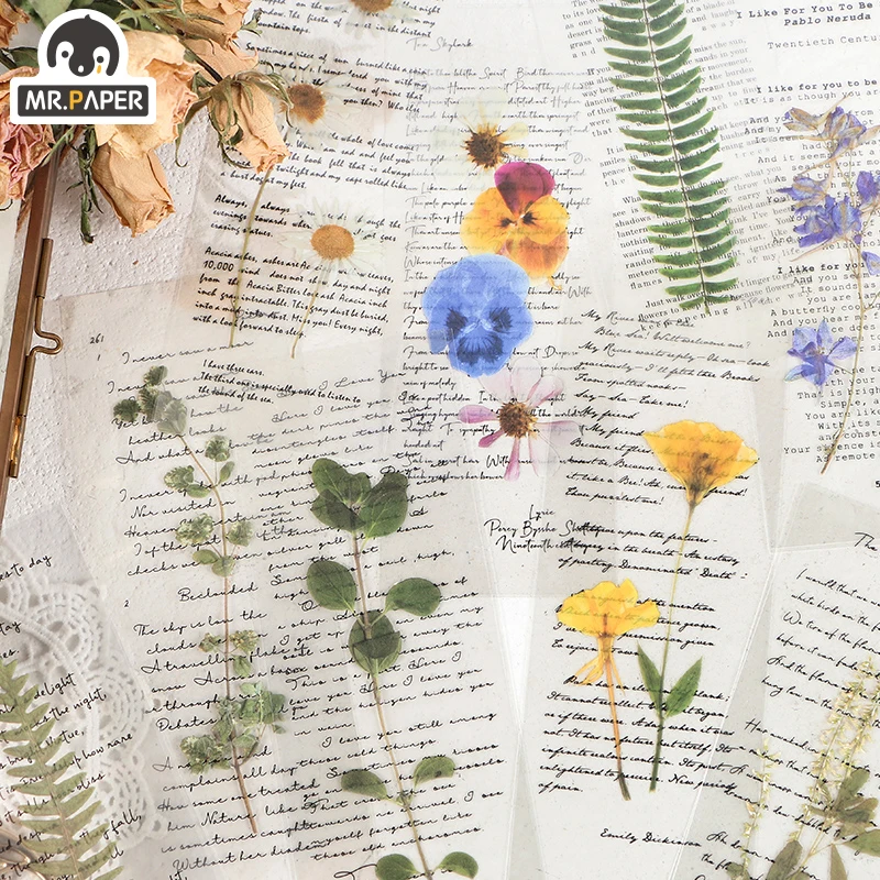 

Mr.paper 6Pcs/pack 4 Designs Poem Collection Floral Creative Long Stickers Bullet Journal Skateboard Deco Stationery Stickers