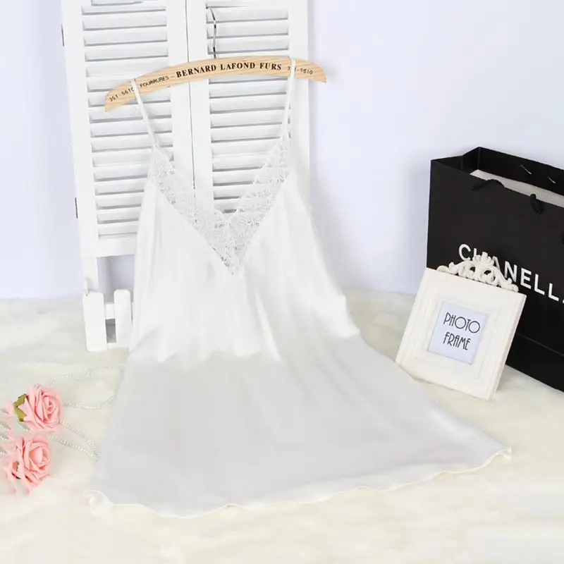 Сексуальные женские Кружево Satin Robe платье однотонные мягкие ночная рубашка кимоно халат пижамы свадебные туфли невесты Халаты - Цвет: White Nightie