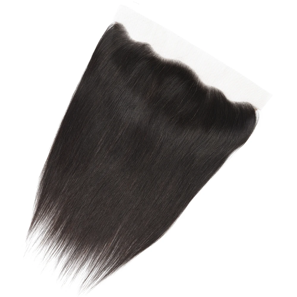 Уха до Кружева Фронтальная застежка с пучки бразильских локонов плетение пучки волос прямые человеческие волосы пучки с пряди волос на заколках