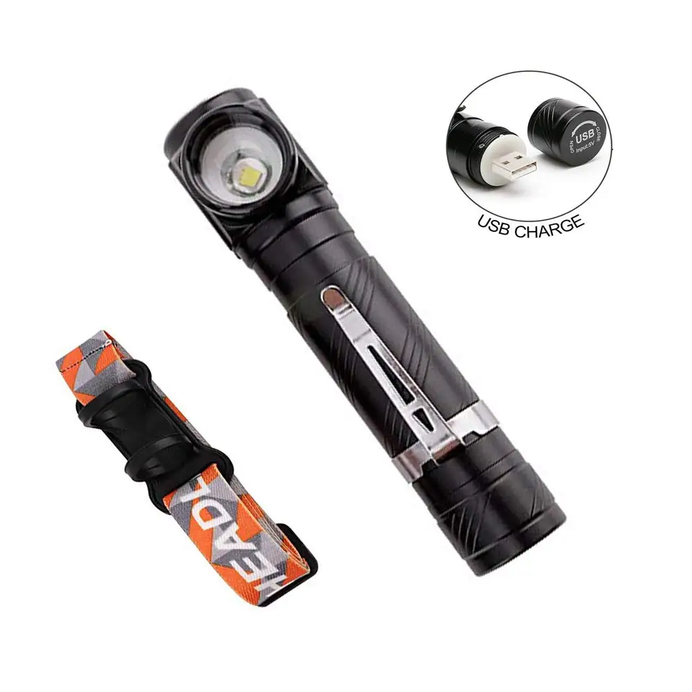 

2020Newest!Pocket Torch USB Small Mini Torch Right Angle LED Head Torch Flashlight with Magnet Base Clip for Camping Hiking Car