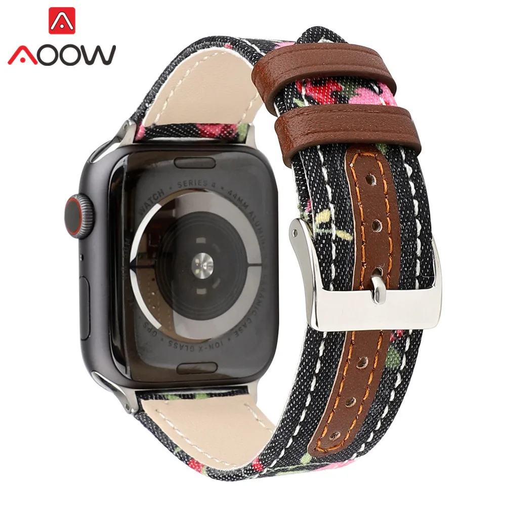 Кожаный ремешок из джинсовой ткани для часов Apple Watch 38 мм 42 мм 40 мм 44 мм ремешок для iwatch 1 2 3 4