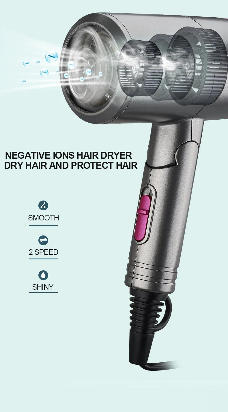 Профессиональный мощный Фен для волос для парикмахерских салонных инструментов фен низкий фен волос сушильное устройство с обдувом горячим воздухом 110-240 В