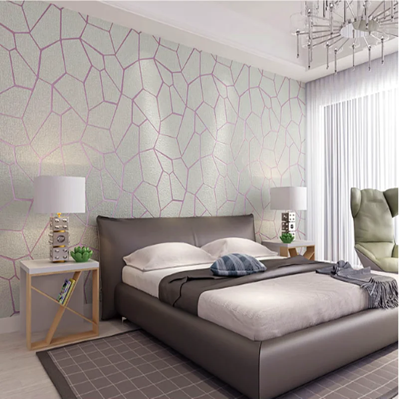 

Flocked Geometry Striped Wallpaper 3D Stereo Modern Thick Flocked Non-Woven Embossed Wall Paper Rolls For Living room Background