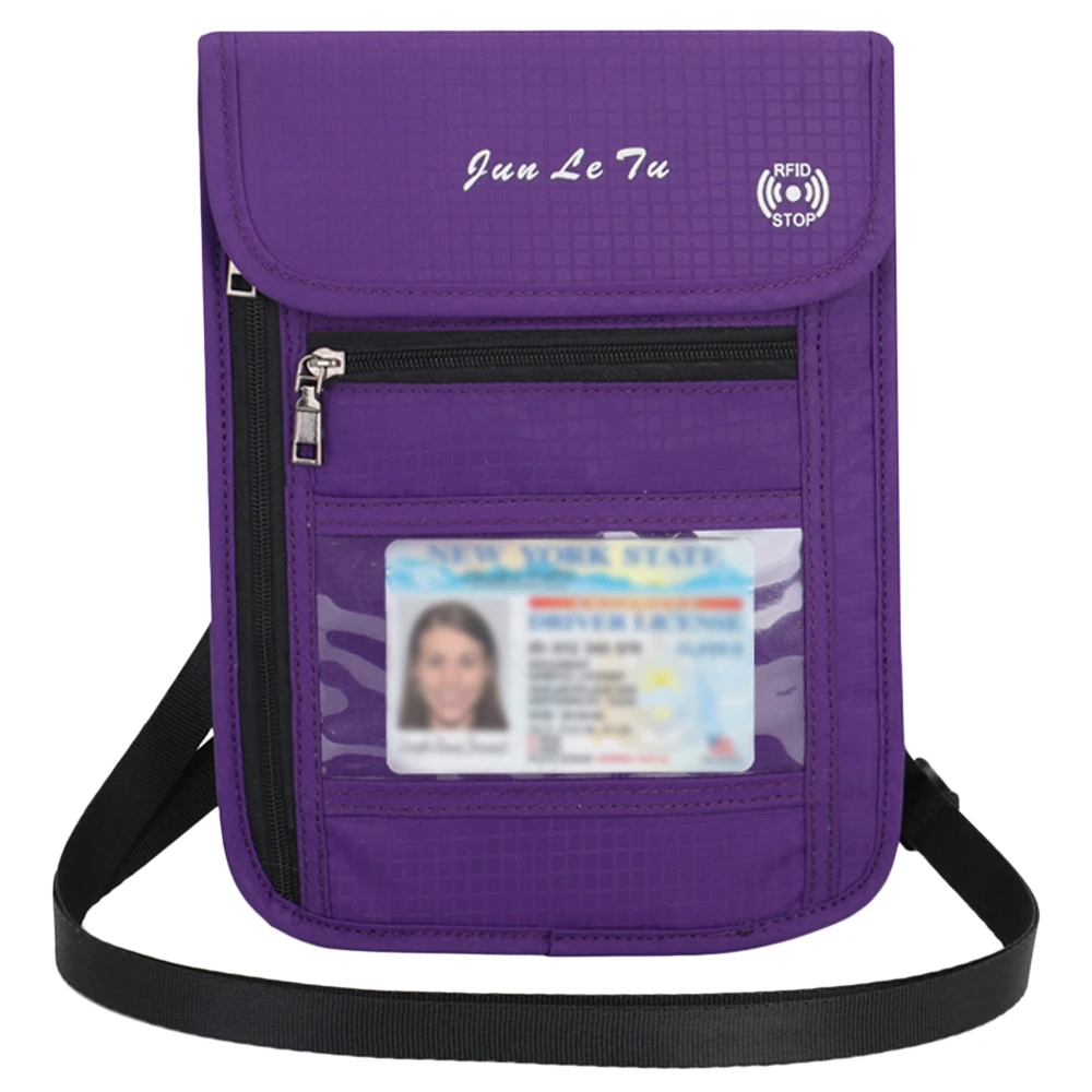 Lixada Colorful Neck Pouch Wallet with RFID Blocking Passport Holder Document Organizer Card Key Bag for Men Women - Цвет: Purple