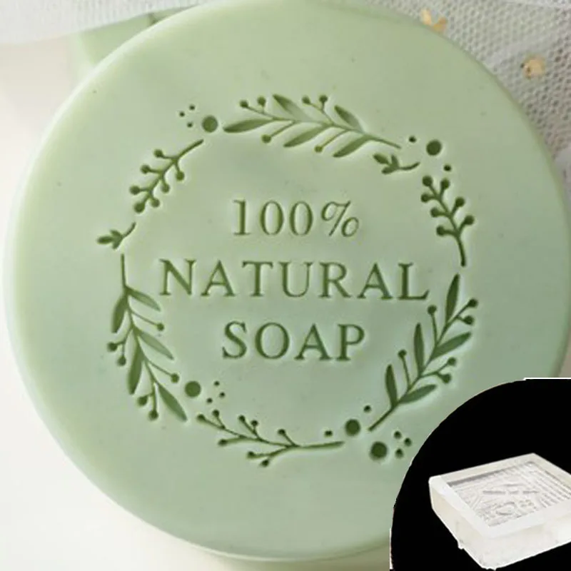 Transparent Soap Seal with Handle, Plant Pattern, Acrylic Stamp, Custom for DIY Soap Making Tools, 50 mm